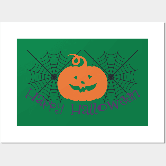 Happy Halloween Spider Net Wall Art by holidaystore